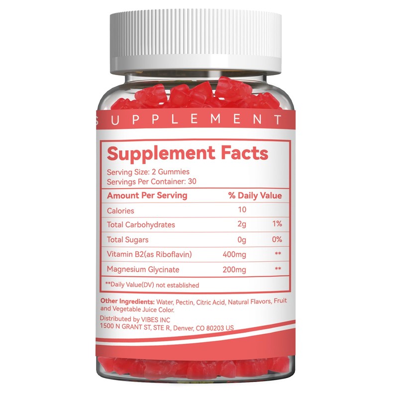 2 Pack Vitamin B2 Gummies - Riboflavin 400mg with Magnesium
