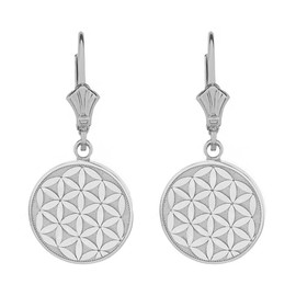 Sterling Silver Flower Of Life Sacred Geometry Leverback Earrings