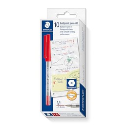 Staedtler Stick 430 Medium Ballpoint Pen, Red (Pack of 10)