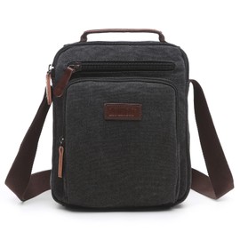 DORRISO Fashion Men's Bag Crossbody Bag Portable Durable Messenger Bag Lightweight Crossbody Bag for Work Travel Vacations Men Canvas Satchel Bag Black