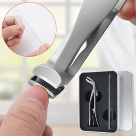 YPYMOD Nail Clippers for Seniors, Toenail Clippers with Angled Head and Long Handle for Seniors, Steel Toenail Clippers Nail Clipper with Collection Container for Men and Women