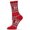 MeMoi Women's Soft Fair Isle Cashmere Blend Crew Socks Red