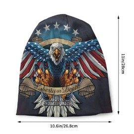 Red White Blue Orange Yellow Black American Eagle Liberty or Death Endless Valor Patriotic Beanie Stocking Cap Skull Cap Winter Stocking Hat Biker Skully