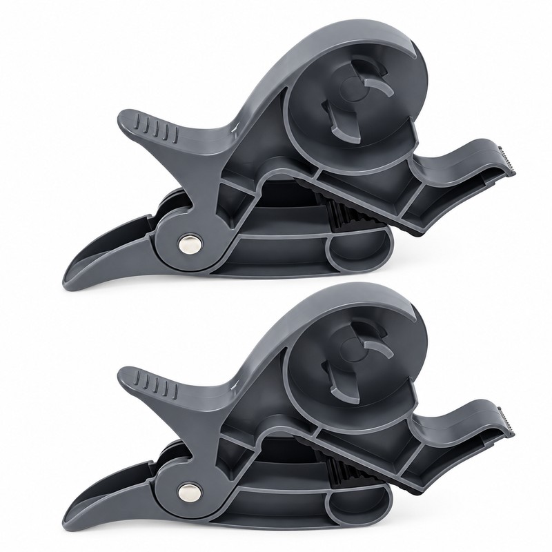 2-Piece Tape Dispenser Clips for Gift Wrapping – Gray ABS
