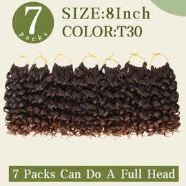 7 Packs Curly Crochet Hair for Black Women 8 Inch GOGO Curl Crochet Hair Deep Ocean Wave Crochet Hair Synthetic Bohemian Crochet Braids(8 inch, T30)