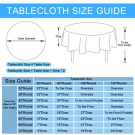 Hiasan Round Linen Tablecloth 90 Inch - Wrinkle and Stain Resistant Washable Polyester Fabric Table Cloth for Dining Room Kitchen Party, Beige