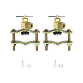 QWORK Self-Tapping Saddle Valve, Pack of 2, Copper Needle Valve with 1/4" Compression Outlet, Fit 3/8" to 1-1/4" OD Tube