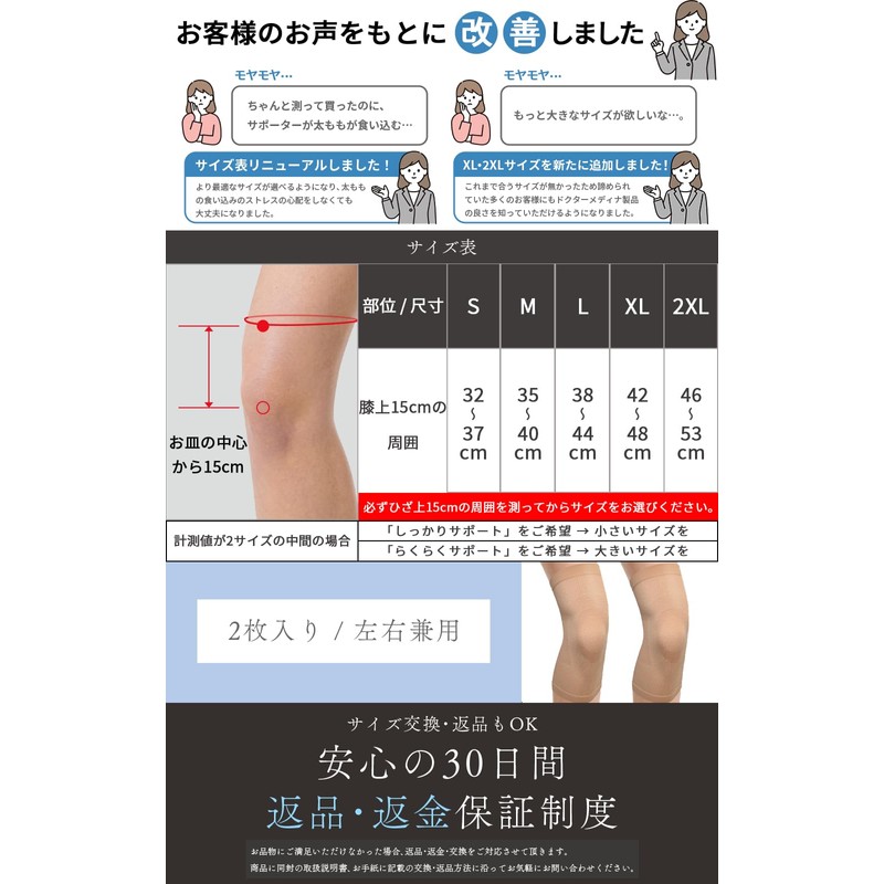 Dr.Medina (ドクターメディナ) 膝サポーター 2枚入り 膝 サポーター ひざ 女性 女性用 左右兼用
