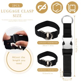 Yitexin 2 Pcs Add a Bag Luggage Straps for Suitcases with Buckle & Ring Hook, Adjustable Travel Carry-on Baggage Luggage Belt, Heavy Duty Jacket Gripper Strap Clip for Backpack Hat Accessories (Black)