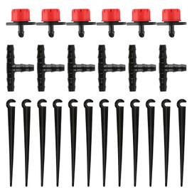 BOFUNX 300Pcs Automatic Drip Irrigation Kit Garden Watering System Adjustable Micro Irrigation Dripper Sprinklers, Tee Pipes, Hose Support Stakes for 4/7mm Hose Irrigation System