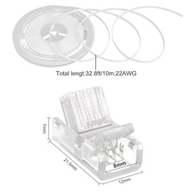 10Pcs 8mm 4 Pin RGB LED Light Strip Connectors and 32.8ft 4 Pin 22AWG Extension Cable Solderless LED Connectors for Waterproof or Non-Waterproof 8mm Wide SMD RGB 5050 LED Strip Lights(IP20/IP65)