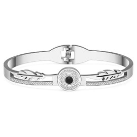 DUOWEI Cute Turkish Eye Bracelet 18K Gold Stainless Steel Evil Eye Bracelets Jewellery Evil Eye Charms Amulet Gifts for Women Girls, Stainless Steel, Zircon gemstone.