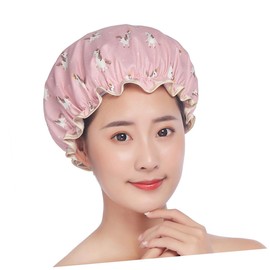 BIUDECO 3pcs Cartoon Bathing Caps Breathable Elastic Shower Hats for Hair Fun Prints Khaki for Showers Cooking and Spa Use