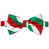 tiemart Striped Bow Tie (Kelly Green, White and Red)