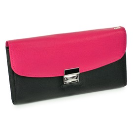 Hamosons 1014 Two-Tone Leather Waiter's Wallet for Professionals in Many Colours, Black with Pink, Two Tone