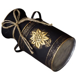 Soyizom Metal Black Vase with Sunflower Design, Kitchen Farmhouse vases Rustic Home Decor Milk Jug Vase with Handle for Shabby Chic Bathroom Decoration