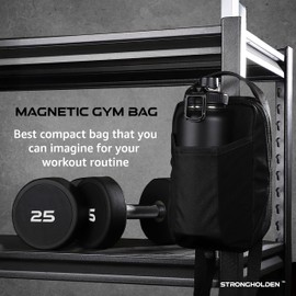Strongholden Magnetic Gym Bag for Sport, Water Bottle Sling Bag for Men and Women, Magnetic Bag for Gym - Keep Your Items off the Dirty Gym Floor With Magnetic Water Bottle Holder (Black)