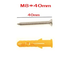 JZK 50 PCS M8 x 40mm Dowels and Stainless Steel Screw Set for Masonry, Brick and Concrete, Screw and Plastic Expansion Dowel Set, Self Tapping Mounting Screws
