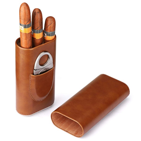 Time C club 3 Sticks Portable moisturizer Cigar Case Imported Cedar Wood Lined Cigar humidor Cigar Box Stainless Steel Cutter Set