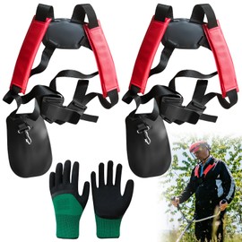 Behogan Pack of 2 Shoulder Straps for Grass Trimmer, Double Shoulder Strap, Carry Strap for Brush Cutter with a Pair of Gloves, Adjustable Grass Trimmer, Carry Strap for Brush Cutter (Orange)