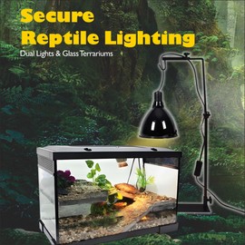 haizusai Mounting Spring Clips for Reptile Habitat Lighting Domes (2 Pack) - Universal Terrarium Lid Clamps, Secure Heat Lamp Dome Lock