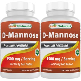 Best Naturals D-Mannose 1500 mg Per Serving 120 Capsules (Pack of 2)