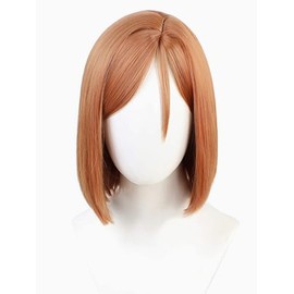 Brown Side Parted Peluca Corta Bob Styling Peluca para Niñas de Halloween Cosplay Pelucas