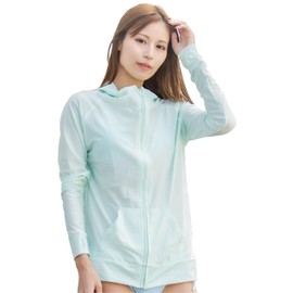 Women’s Rash Guard, Simple, Swimwear, Outerwear, Hooded, Long Sleeves, UPF 50 UV Protection - green
