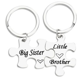 Brother Sister Matching Gifts for Little Brother Big Sister Birthday Gifts for big sis lil bro keyring Gift for Sister Brother Long Distance Gifts for Brother Sister Puzzle Keychain for 2