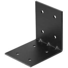 eoere 4 PCS 6" x 6" x 5" Black Steel L Right Reinforced Angle Bracket, Metal Joint Support Corner Brace for Wood, Thickness 1/8", Max.Load 180 lbs