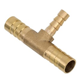 Closmos 2pcs Brass Hose Barb Reducer Tee Reducing T-fitting, 3/8" Barbed x 1/4" Barbed x 3/8" Barbed 3 Ways Connector with 6pcs Hose Clamp