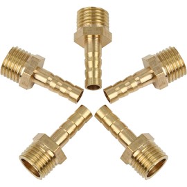 5pcs 6mm Hose ID x 1/4" NPT Male Pipe Car Brass Hose Tailpipe Connector for Connectors Air Water Fuel Line