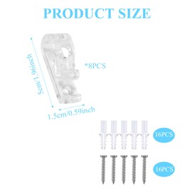 8 Pcs Blind Cord Safety Device Clear Roller Blind Clips,Plastic Roman Roller Blind Chain Cord P Clips Hooks,Roman Blind P Clip,Blind Safety Clips for Cord for Blinds with 16 Screws,16 Plastic Pillars