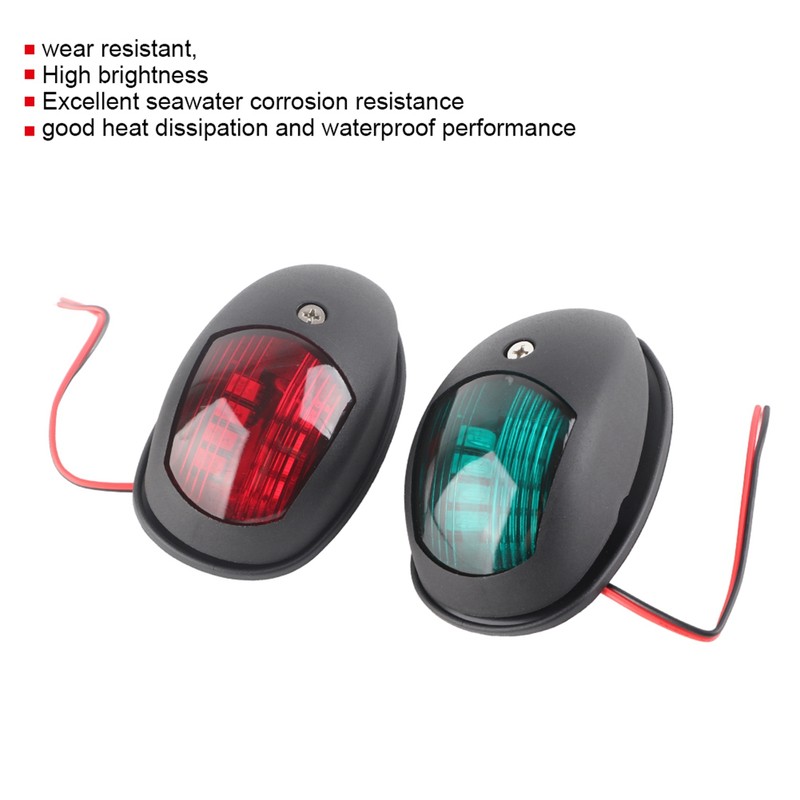 2pcs Waterproof Boat Navigation Light Green Red Marine LED for