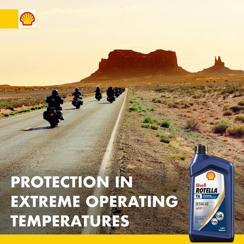 Rotella Shell T6 Full Synthetic 5W-40 Diesel Engine Oil (1-Quart,