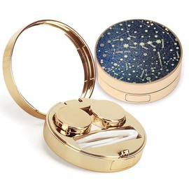 ofone Contact Lens Case, Shining Stars Contact Lenses Cases Travel Kit with Remover Tool Mirror Tweezers Portable Contact Lens Container for Women & Girl (Blue)