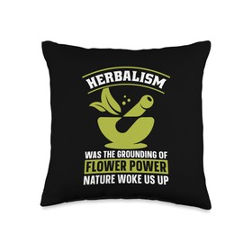 Herbalism Designs for Herbalist Grounding of Flower Herb Lover Herbalism Throw Pillow, 16x16, Multicolor