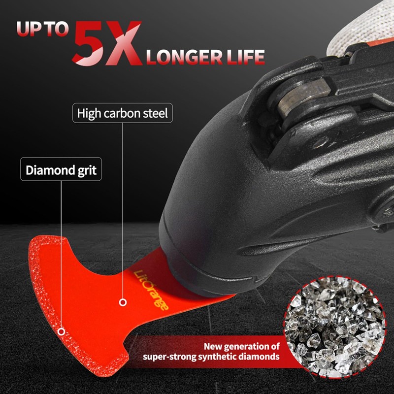 Litorange Oscillating Multi Tool Grout Removal Blades Multitool Diamond Segment