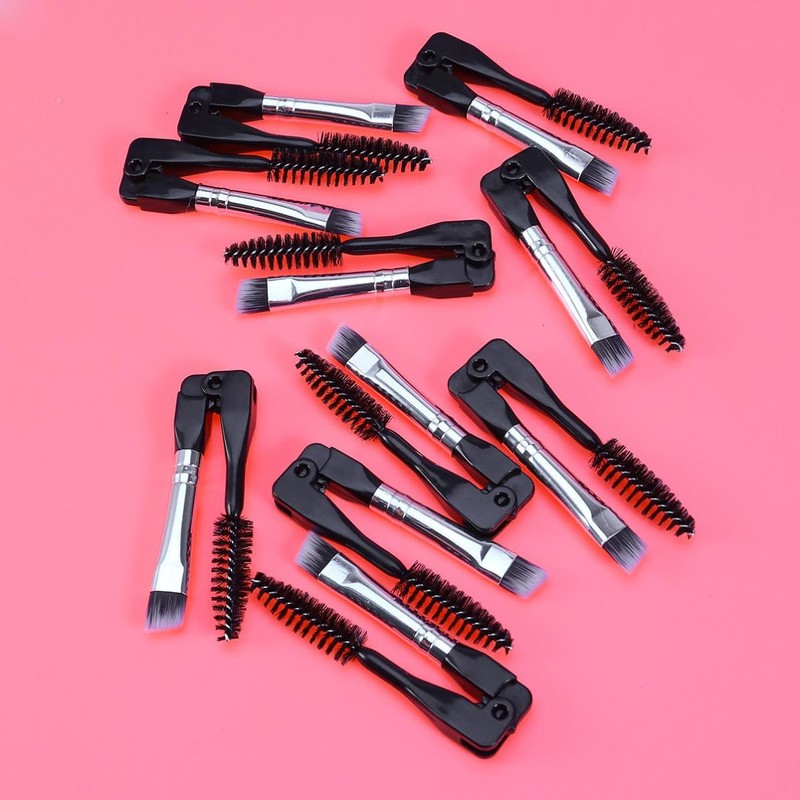 10 Piezas Cepillo Plegable Doble, Maquillaje Diario, Negro