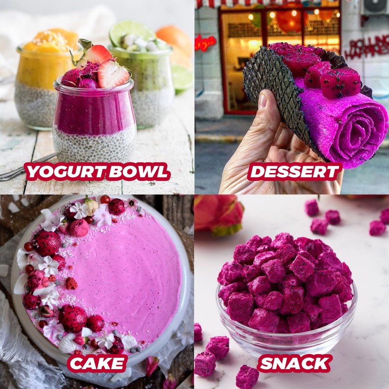 6oz Freeze Dried Dragon Fruit Pieces,170g Dragon Fruit Chunks for