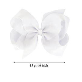 Large Hair Bows Clips Penta Angel 2Pcs 6 Inch Jumbo Hair Bows with Alligator Clips Ponytail Accessories for Women Teens Girls (White)