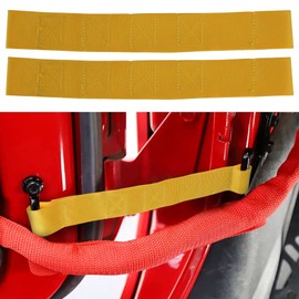 VOFONO Yellow Nylon Door Strap Fit for Jeep Wrangler TJ JK JL CJ JKU YJ Replacement Heavy Duty Door Limiting Check Strap Pack of 2