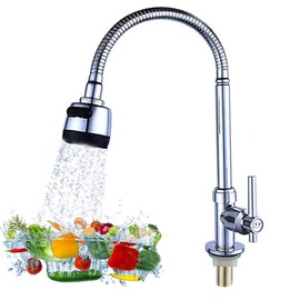 Kitchen Tap, Stainless Steel Tap, Sink Tap, Kitchen Sink Tap, Kitchen Tap, 360° Swivelling with Bubbler and Filter Layer (Cold Water Only)