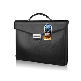 RERAMDO Fireproof Document Bag 14.5"X11"X2.5" Fireproof Money Bag for Cash With Lock and Zipper,Fire&Waterproof Storage Organizer Pouch for Valuables,Legal Document,Laptop,Passport,(Black)