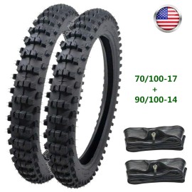 Unbranded 70/100-17 90/100-14 Front Rear Tire+Tube For Dirt Bike YZ85 KX85 RM85 CR85 RM80