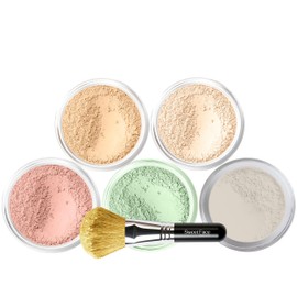 5pc KIT w/FACE BRUSH (FAIR 1) Mineral Makeup Set Full Size Powder Bare Skin Matte Foundation