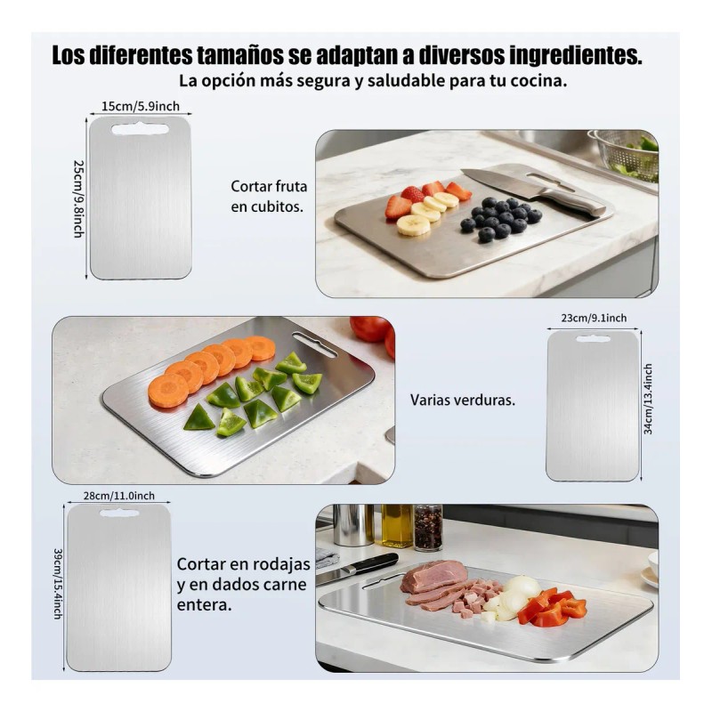 3pzs tabla Para Picar Acero Inoxidable Para Picar Alimentos titanium
