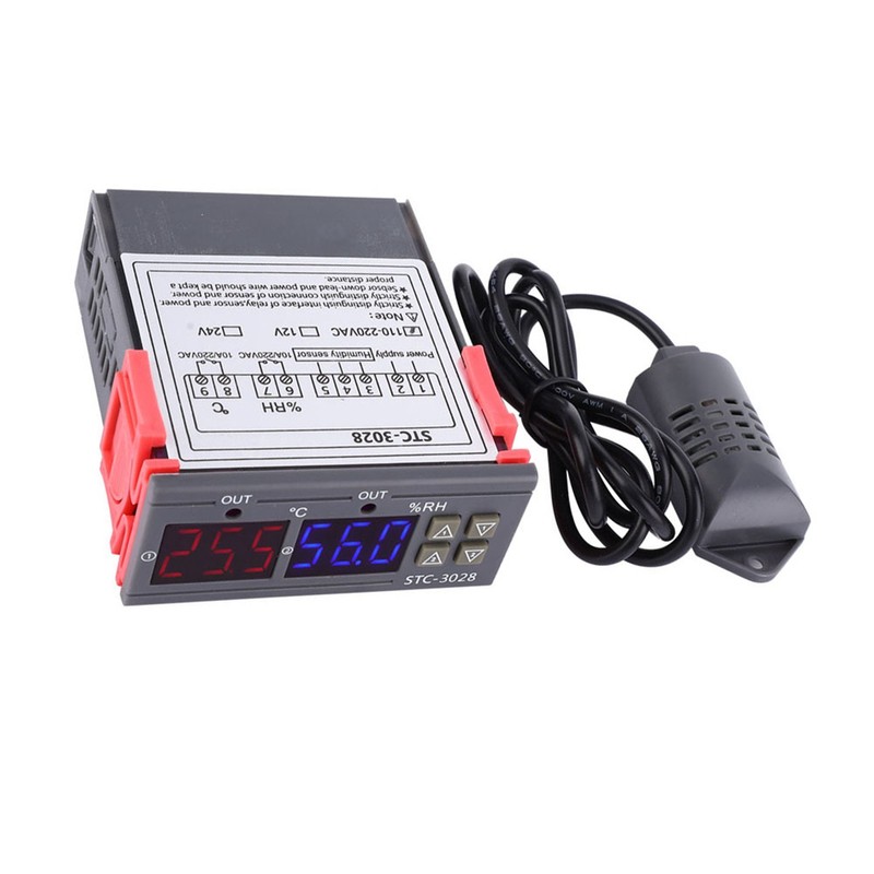 Digital Display Temperature and Humidity Controller Meter with Integrated Sensor