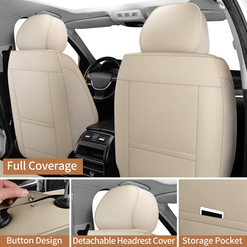 hoozoom Leather Front Car Seat Covers Breathable Seat Covers Waterproof