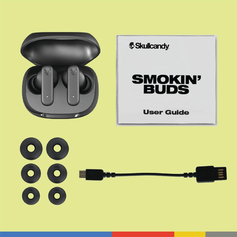 Skullcandy Smokin’ Buds Wireless Earbuds, Bluetooth Headphones, Noise Isolating Fit,